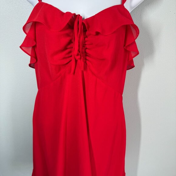 Lulus Womens Red Flutter A-Line Mini Dress Size Medium Romantic Feminine Flirty - Picture 4 of 14